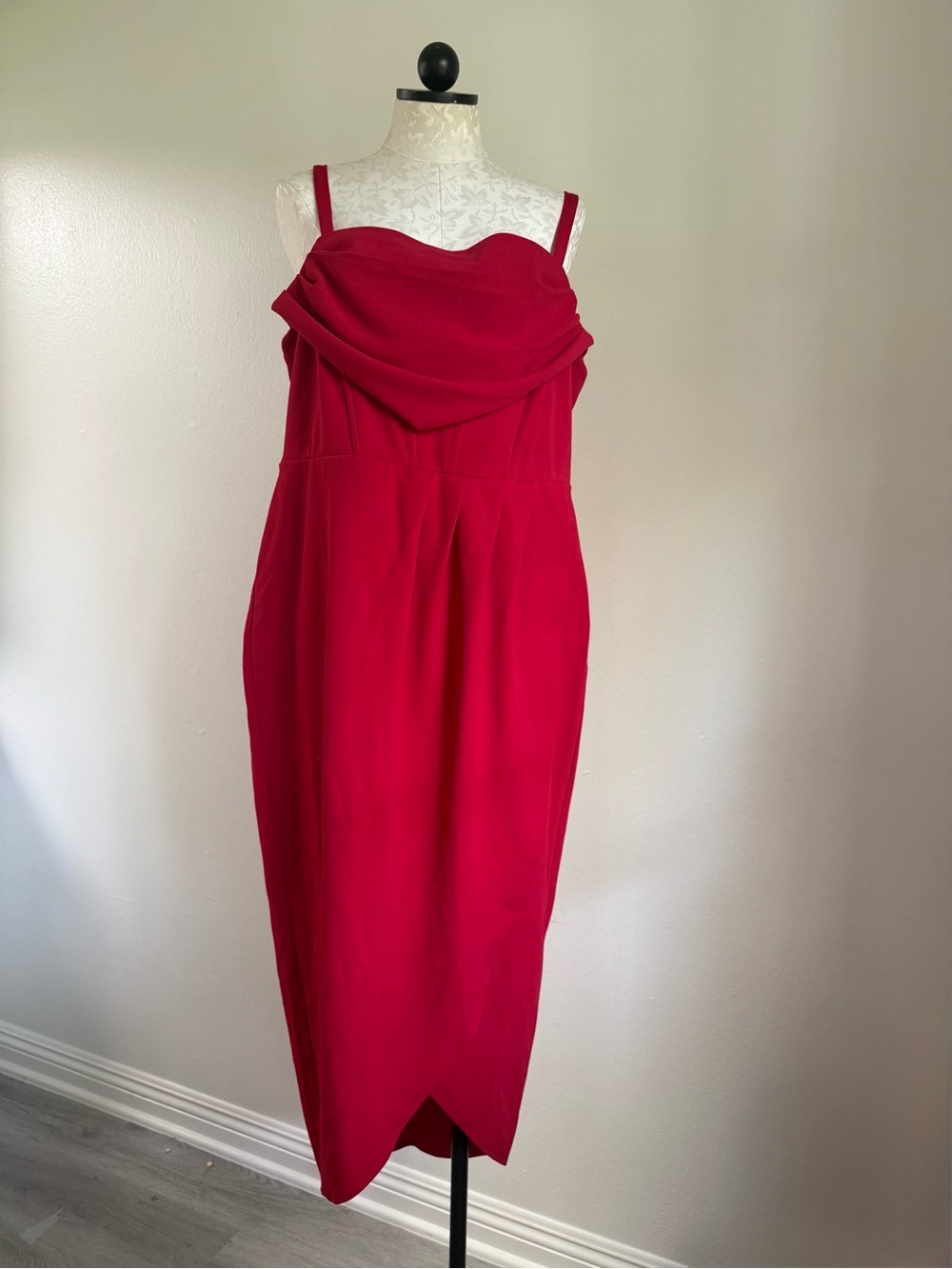 NWT Red Corset Bustier Ribbed Top Torrid Midi Dress Tulip Hem Size 14 XL